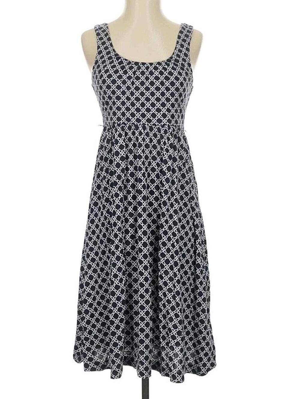 Banana Republic Navy White Sleeveless Shift Dress